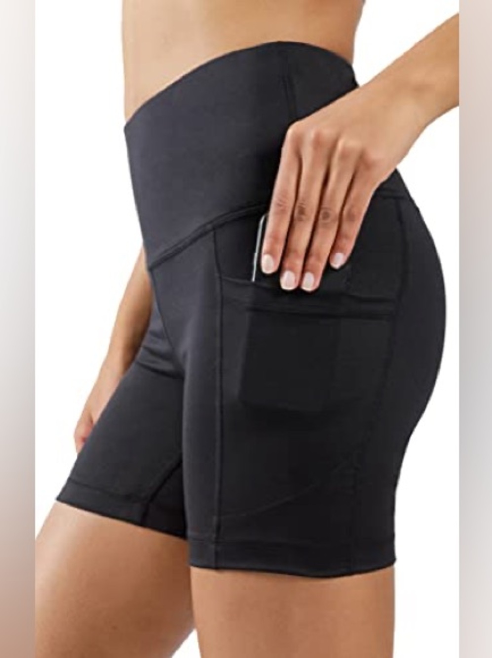 Member’s Mark Solid Black High Rise Everyday Bike Shorts w/ Side Pockets